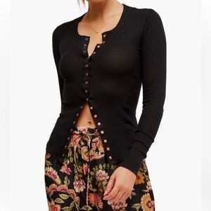 NWT!! Free People Going Places Cardi black Button-Up Cardigan